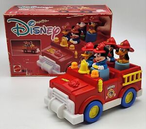  Mattel 1989 Disney Fire Truck Mickey Mouse, Donald Duck, Goofy, & Pluto