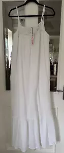 BNWT ANYDAY AT JOHN LEWIS WHITE SLEEVELESS WAFFLE FABRIC COTTON SUNDRESS - SZ 16 - Picture 1 of 6