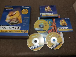 Microsoft Encarta Encyclopedia Deluxe 2001 CD Rom 3 CD's Big Box Software - Picture 1 of 2