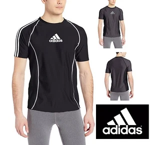 Adidas men's Medium short sleeve rash guard swim t-shirt swimming NWT grey/black - Picture 1 of 2