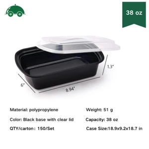 38 oz Meal Prep Food Containers with Lids - Reusable Lunch Boxes for Food Storag - Picture 1 of 6
