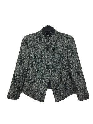 Vtg Doncaster Collection Blazer Jacket Size 8 Womens Paisley Print Black white - Image 1 of 4
