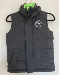 Abercrombie Fitch Kids Fleece Puffer Vest Large Black Neon Green - Picture 1 of 6