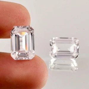 1 Pair 8x10 MM Natural White Ceylon Sapphire Emerald Cut Loose Gem GIT Certified - Picture 1 of 6