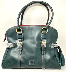 New~Dooney & Bourke Florentine Leather Domed Buckle Satchel~Teal Green - Picture 1 of 5