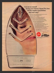 Hoover Steam Dry Iron Stainless Steel Bottom 1960s Print Advertisement Ad 1965 - Picture 1 of 1