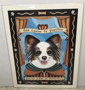 Papillon Dog Retro Pets Work of Arf by Krista Brooks 8" x10" Unframed Cute - Picture 1 of 2