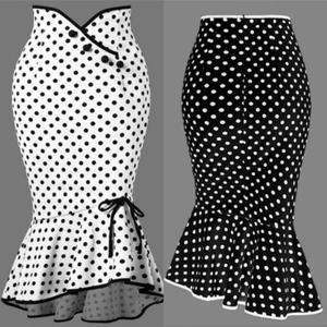 Print Trumpet Skirts Elegant Midi Skirts Polka Dot Sexy High Waist 2025 Summer - Picture 1 of 14