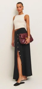 Reformation Andi Maxi Button Front Black Skirt Size 2, NEW NWT, Retail $178 - Picture 1 of 17