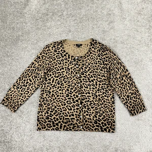 HOBBS London Sweater Women Size 18 Small/Medium Wool Leopard Cardigan Button Up - Picture 1 of 8
