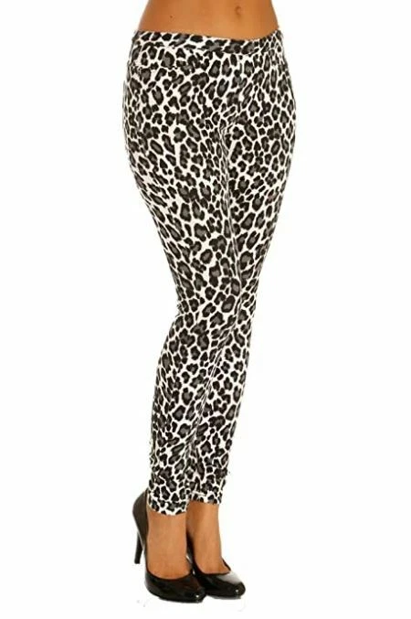 HUE Leopard Print Denim Leggings Women's Size XS U13999 Black White Gray - Image 1 of 2