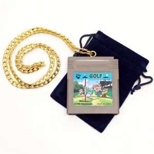 Nintendo Gameboy Golf Game on 65cm (25.5") Gold Aluminium Neck Chain: handmade - Picture 1 of 3