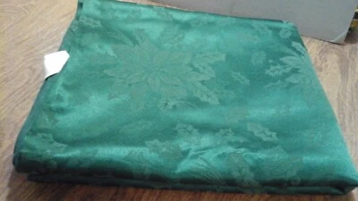 Martha Stewart Everyday Green Poinsettia & Holly Damask Tablecloth - Image 1 of 4