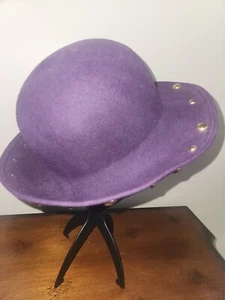 Gold Studded Women's Purple Wool Hat - Picture 1 of 1