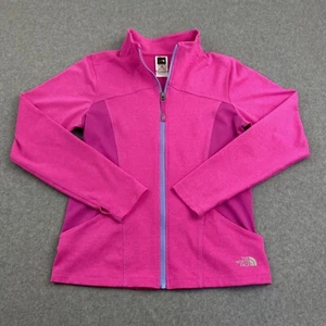 North Face Jacket Girls Large 14-16 Full Zip Long Sleeve Pink Coat Thumb Holes - Picture 1 of 9