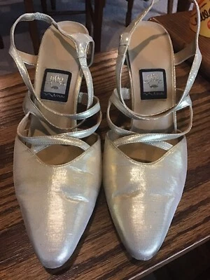 Damas Talla 10 y 1/2 Dorado Lame’Zapatos para Bailar 💃 in!  Foto 1 de 4