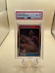 1988 Fleer Basketball #43 Dennis Rodman Pistons RC Rookie HOF PSA 8