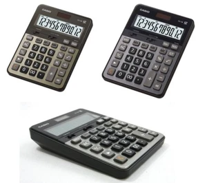 CASIO 12 digit DS-2B office desk HEAVY DUTY calculator gray gold Solar Battery - Picture 1 of 1