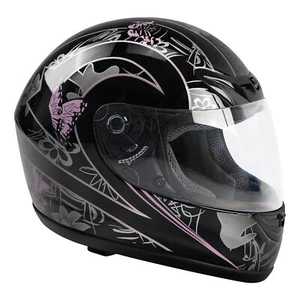 DOT Adult Black Pink Motorcycle Bike Street Full Face Helmet Size S/M/L/XL - Picture 1 of 13