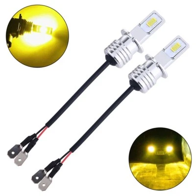2Pcs H3 LED Fog Light Bulb Conversion Kit Super Bright Yellow DRL Lamp 3000K 80W - Image 1 of 4