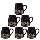 Black Rajasthani Golden Printed Pattern Ceramic Cup for Tea & Coffee Set of 6 US