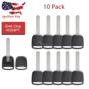 10x Uncut Transponder Ignition Key Blank Blade ID46 Chip For Honda Acura HO03PT - Picture 1 of 5