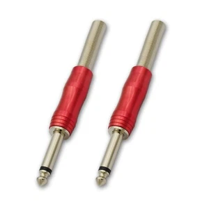 2,1/4" Zoll Mono TS Audio Gitarrenkabel Metall 6,35 mm Stecker Klinkenstecker rot - Bild 1 von 8