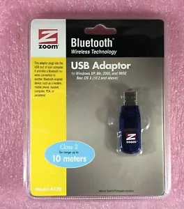 ZOOM 4320 BLUETOOTH USB ADAPTER FOR WINDOWS XP, ME, 2000, 98SE, MAC OS X - NEW - Picture 1 of 3