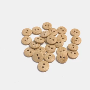 24 Buttons Tan Beige Brown Matte Wood Grain Design Plastic 2-Hole 11 mm #BR13 - Picture 1 of 7