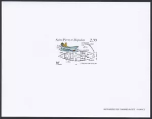 St. Pierre & Miquelon Sc637 Maritime Heritage, Boat, Naval Drawing, Deluxe Proof - Picture 1 of 1
