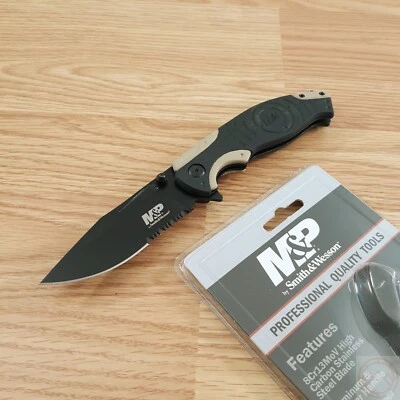 Smith & Wesson M&P Folding Knife 3.75" Serrated 8Cr13MoV Steel Blade Aluminum