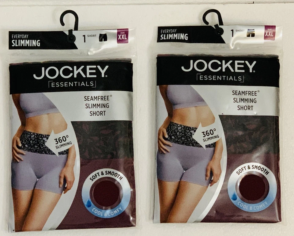 Jockey Women's Shorts Panty Sz XXL Seamfree 360 Slimming Cooling Burgundy/Black