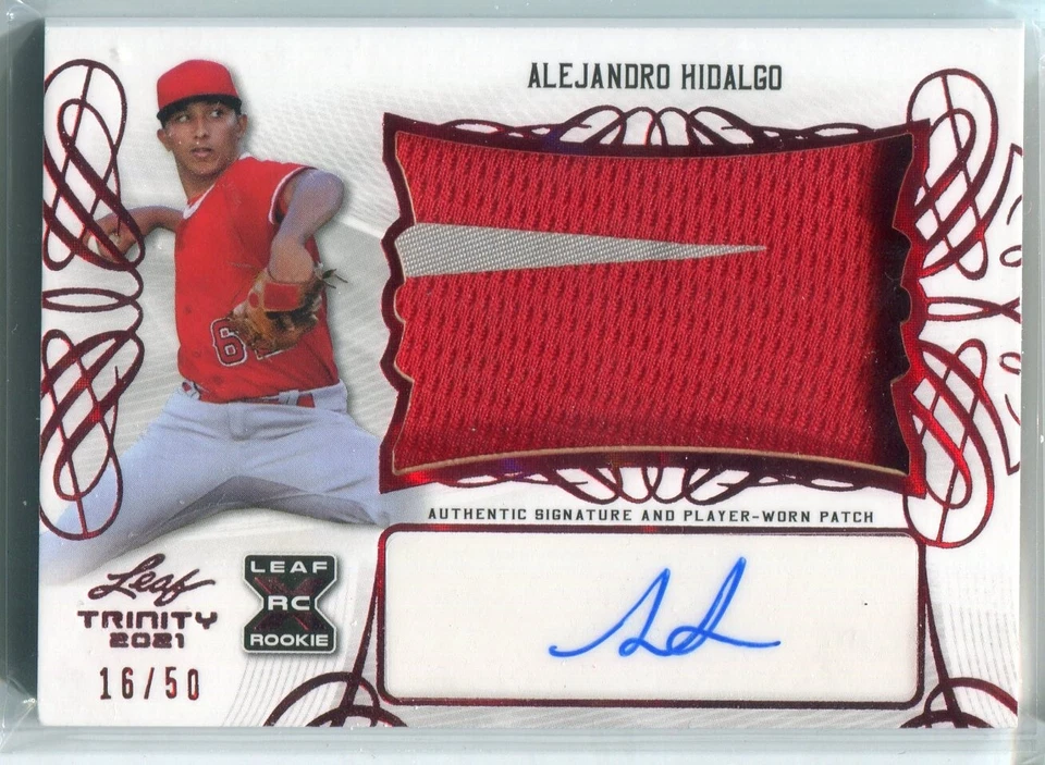 2021 Leaf Trinity Alejandro Hidalgo RED PATCH AUTO AUTOGRAPH RC 16/50 LA ANGELS - Image 1 of 1