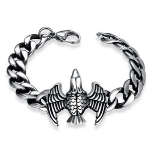 Herren Armband Adler Skull Biker Panzerkette Massives Edelstahl 22cm - Bild 1 von 2
