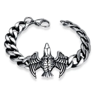 Herren Armband Adler Skull Biker Panzerkette Massives Edelstahl 22cm - Bild 1 von 2
