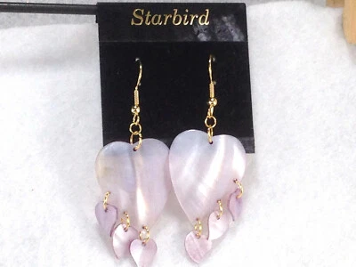  PENDIENTES COLGANTES MADREPERLA CORAZÓN GOTAS CONCHA MARINA NACARADA AÑOS 80 VINTAGE Foto 1 de 4