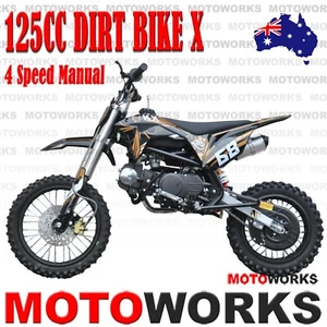 MOTOWORKS 125CC PLUS DIRT TRAIL PIT MOTOR 2 WHEELS PRO BIKE Kick start BLACK - Picture 1 of 17