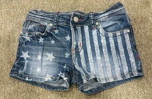 Grace in LA American Flag 4th of July Sparkly Jean Shorts Girls’ Size 16 - Picture 1 of 3
