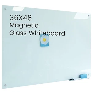 Magnetic Glass Dry Erase Board White Board 48"x 36" Wall Mounted Whiteboard, ... - Picture 1 of 8