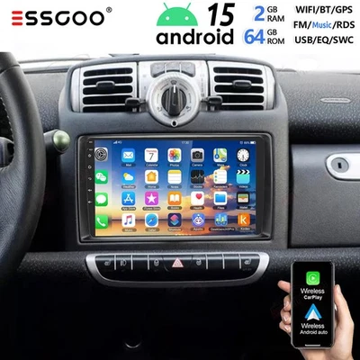Für Smart Fortwo 451 2005-10 64G Android 15 Autoradio Apple Carplay GPS Navi RDS - Bild 1 von 4