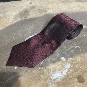 Kai lange Krawatte 100% Seide weinrot und rot Muster Handarbeit - Bild 1 von 6