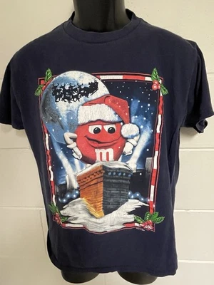 Vintage M&Ms Navy Blue Christmas Santa T Shirt M Medium - Image 1 of 3