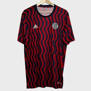 Adidas Bayern Monaco 2021/22 Rosso e Blu Pre Match Maglia Allenamento Calcio Large L - Foto 1 di 4