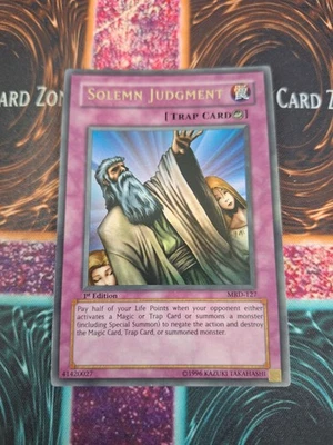 Yugioh Solemn Judgment MRD-127 Ultra Rare 1st Edition Moderately Played - Image 1 of 4