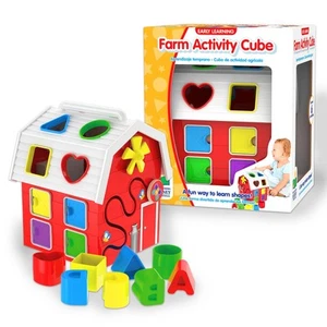 - Early Learning - Farm Activity Cube - Shape Sorter for Toddlers Ages 12 Mon... - Picture 1 of 5