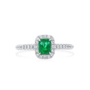 Natural Green Emerald Ring 0.65 Ct. Radiant Shape Solid Gold GRC Certified - Picture 1 of 9
