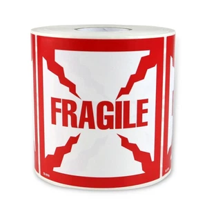 FindTape zerbrechliche Etiketten: 4 Zoll x 4 zoll (weiß/rot zerbrechlich) *500 Etiketten - Bild 1 von 6