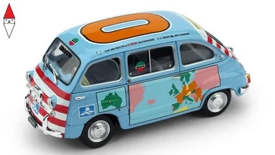 1/43 BRUMM FIAT 600D MULTIPLA - GRAZIANO ROSSI MOTORHOME 1960 LIGHT BLUE - Immagine 1 di 3
