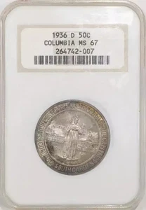 1936 D Columbia Commemorative Half Dollar NGC MS-67 Old Fatty Holder - Picture 1 of 2