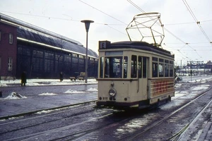 Originaldia Straßenbahn Kiel, Wagen 215, 28.2.1965 - Glasrahmen - Bild 1 von 2